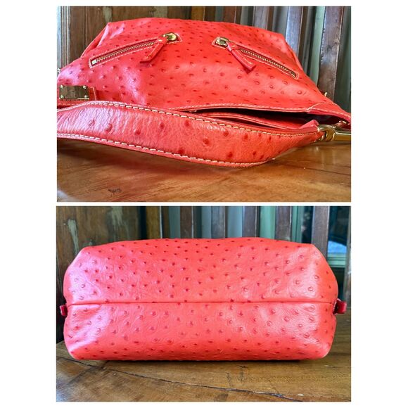 Dooney & Bourke Red Vintage Ostrich Hobo Bag - Picture 4 of 13